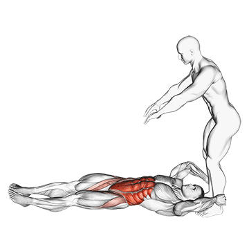 Assisted Lying Leg Raise With Lateral Throw Down