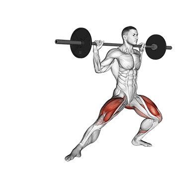 Barbell Side Split Squat exercise animated demonstration