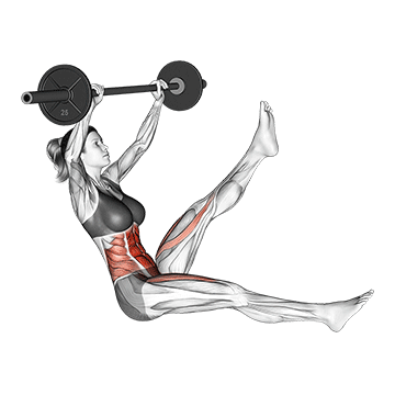 Barbell Sitted Alternate Leg Raise (female) exercise animated demonstration